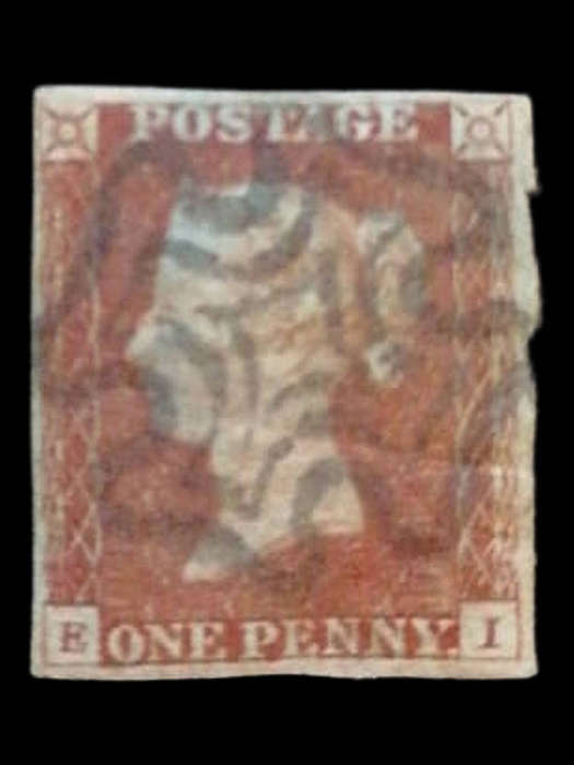1841 1d Red-Brown QV  Stunning centered Blue Maltese Cross CV £500+