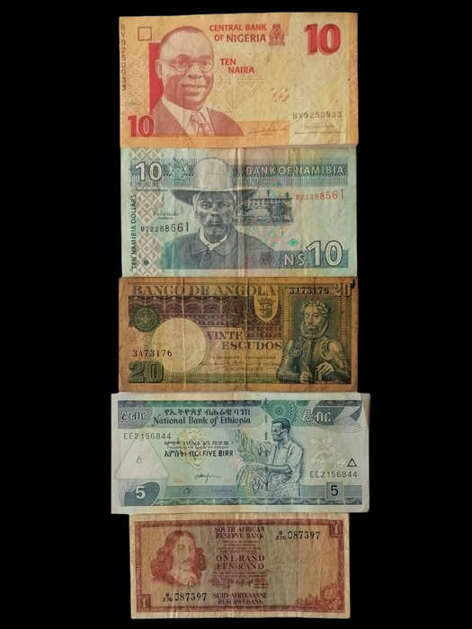 Lot of 5 Vintage Collectible African Banknotes