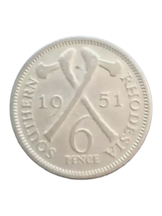 1951 Southern Rhodesia Sixpence  King George VI