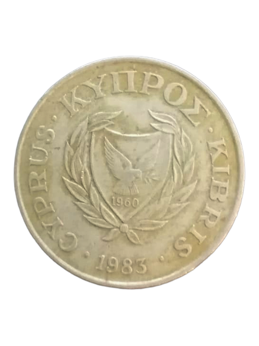 1983 Cyprus 20 Cents Coin  Bird & Shield Design  Collectible Vintage Coin
