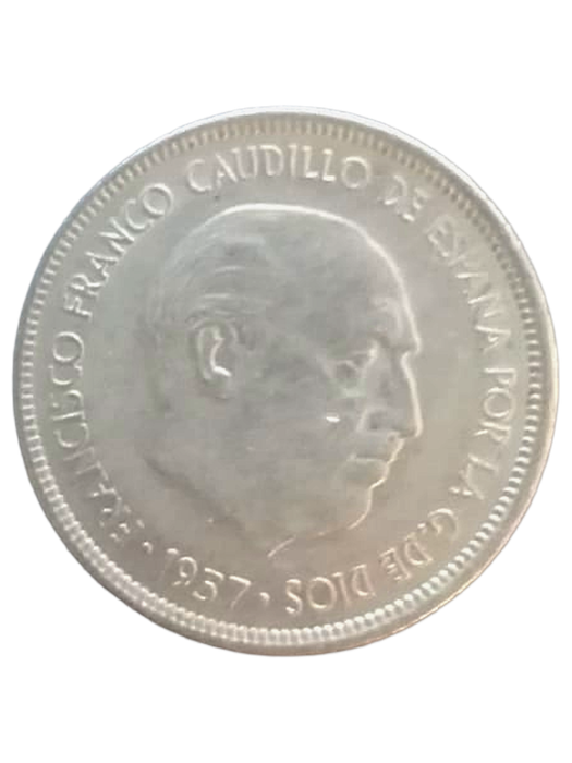 Spain 5 Pesetas Coin  1957  Francisco Franco  Spanish Coat of Arms
