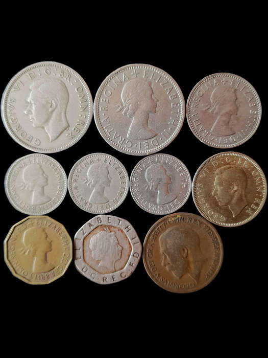 Vintage British Coin Collection  Lot of 10 Coins  Pre-Decimal & Decimal UK Coins