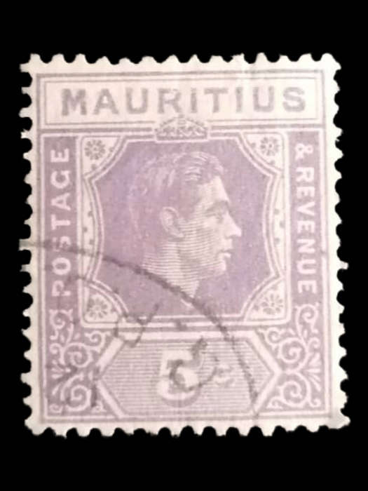 1938 Mauritius King George V 5c Purple Postage & Revenue Stamp