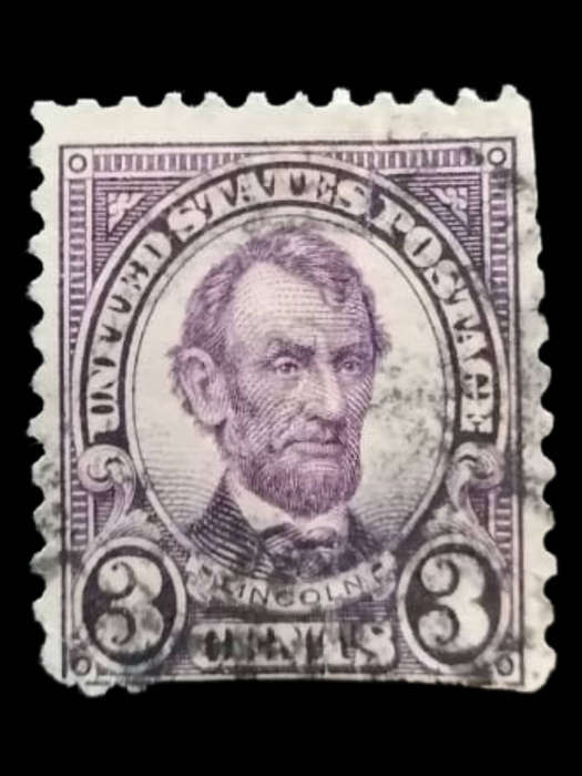 Vintage 3c Abraham Lincoln US Postage Stamp  Purple  Early 1900s Used