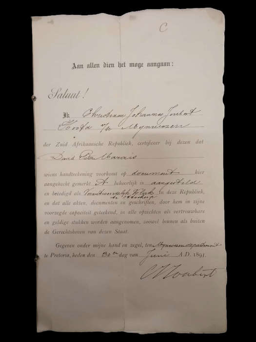 1891 Zuid-Afrikaansche Republiek Document  Rare Historical Set with ZEGELREGT Revenue Stamps