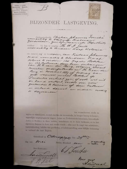 1891 Zuid-Afrikaansche Republiek Document  Rare Historical Set with ZEGELREGT Revenue Stamps