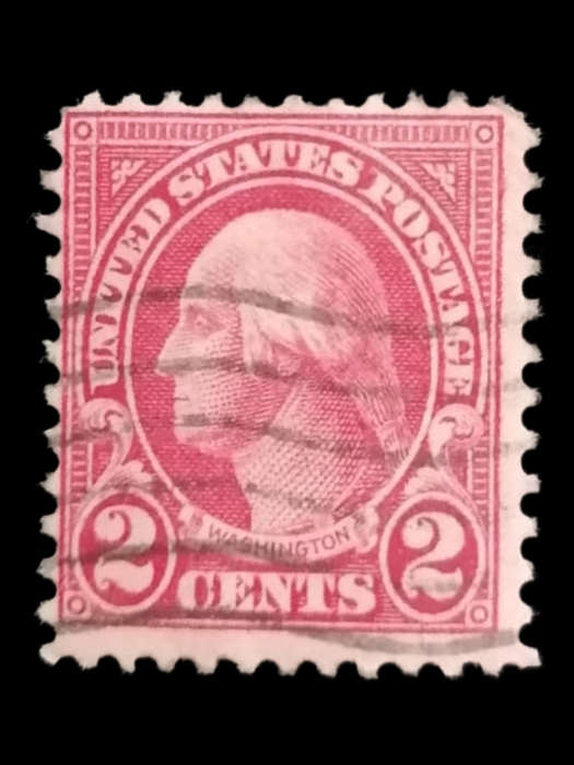 Rare 1923 U.S. Scott #595 - 2¢ Carmine Washington-Franklin (Used) - Coil Waste Issue
