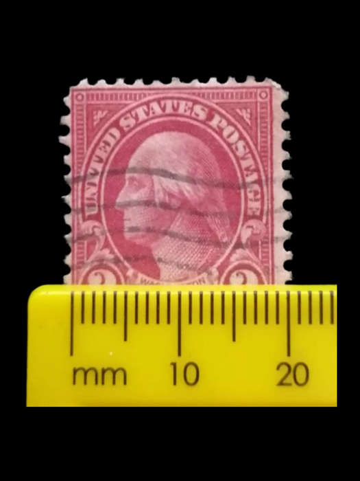 Rare 1923 U.S. Scott #595 - 2¢ Carmine Washington-Franklin (Used) - Coil Waste Issue