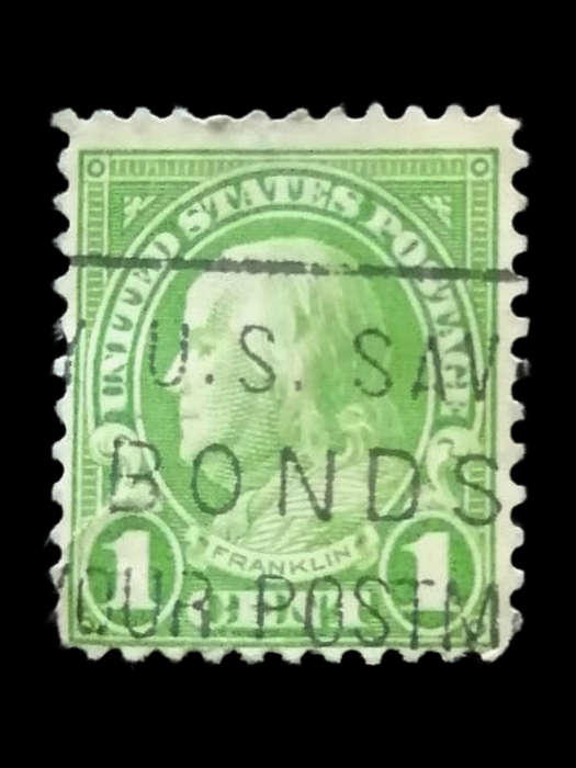1921 Franklin 1¢ Green Stamp  Scott #525  U.S. Postage  Cancelled