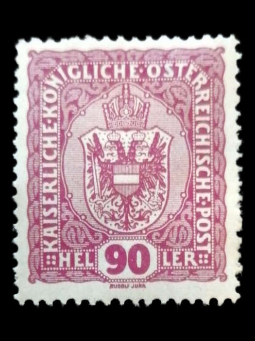 Austria 1916 Red 90 Heller - Scott Catalog #AT158 - Imperial Eagle Design