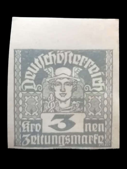Rare Austria 1921 3 Kronen Newspaper Stamp  Unperforated SG AT N383B