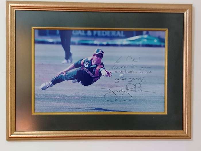 Jonty Rhodes Signed Photo  Iconic Dive  Personalised Autograph  Framed Memorabilia