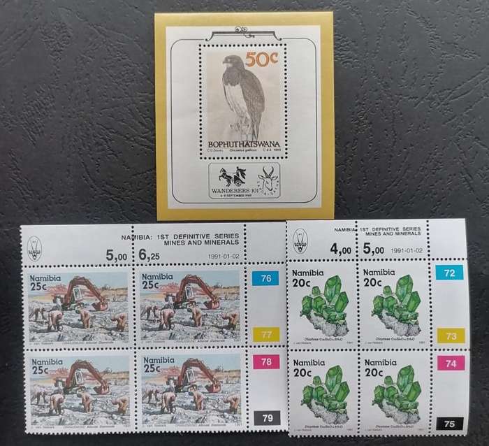 Lot of 3 Mint Stamp Blocks - Namibia & Bophuthatswana | MNH