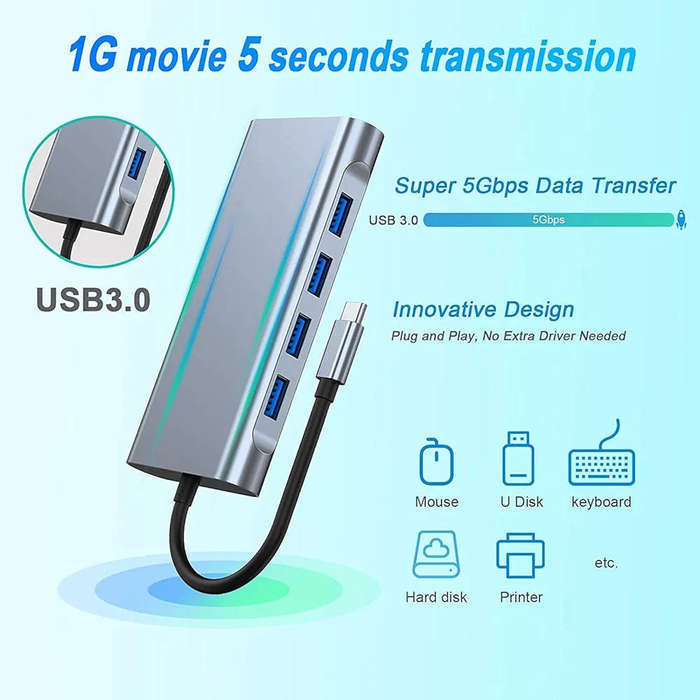 USB C Laptop Docking Station 11 in 1 USB C Hub with HDMI,Ethernet,3 USB,VGA,SD TF Card Reader,Audio,