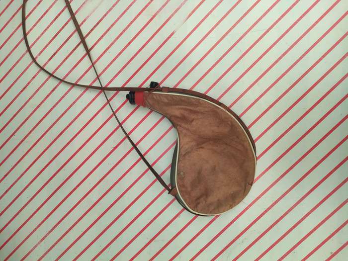 Vintage Bota Bag Leather Canteen Wine or Water Flask with Spanish Bullfighter Image