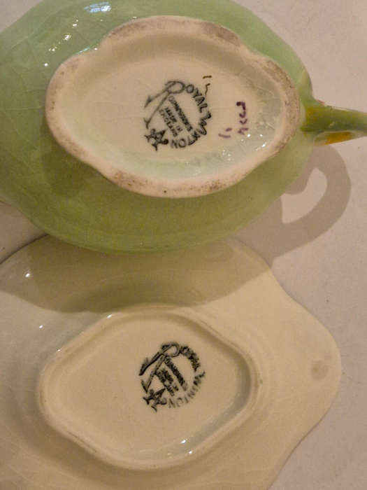 Royal Winton Grimwades Tiger Lily Green Creamer with Underplate