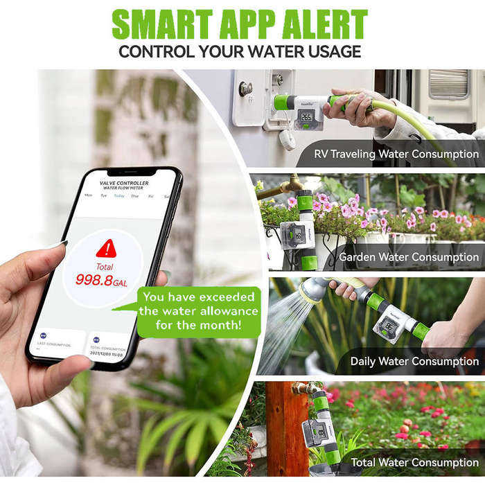 RainPoint Wireless Smart Wi-Fi Water Flow Meter (Device Only)