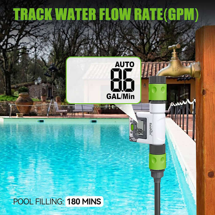 RainPoint Wireless Smart Wi-Fi Water Flow Meter (Device Only)