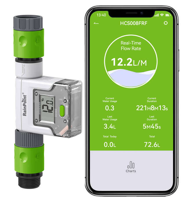 RainPoint Wireless Smart Wi-Fi Water Flow Meter (Device Only)