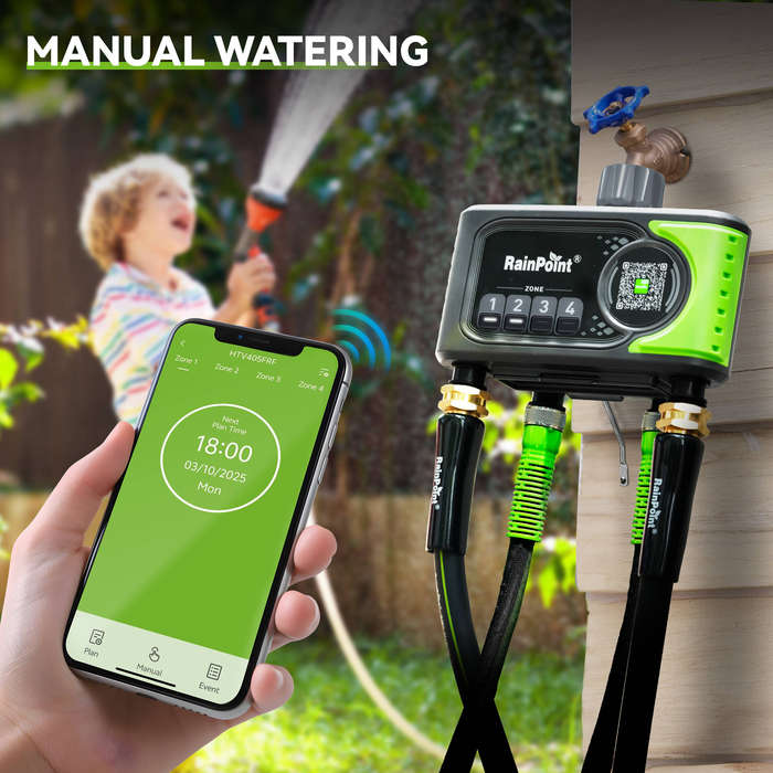 RainPoint Wireless Smart Wi-Fi 4-Zone Irrigation Timer (Device Only)