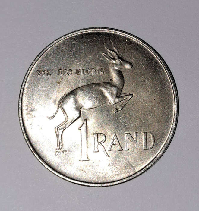 Rare 1966 south african 1 rand coin struck with pure silver