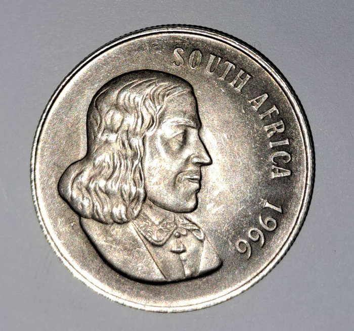 Rare 1966 south african 1 rand coin struck with pure silver