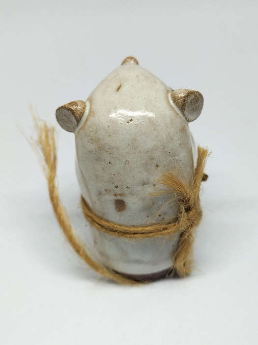 Vintage Ceramic Mouse Figurine Holding Flowers
