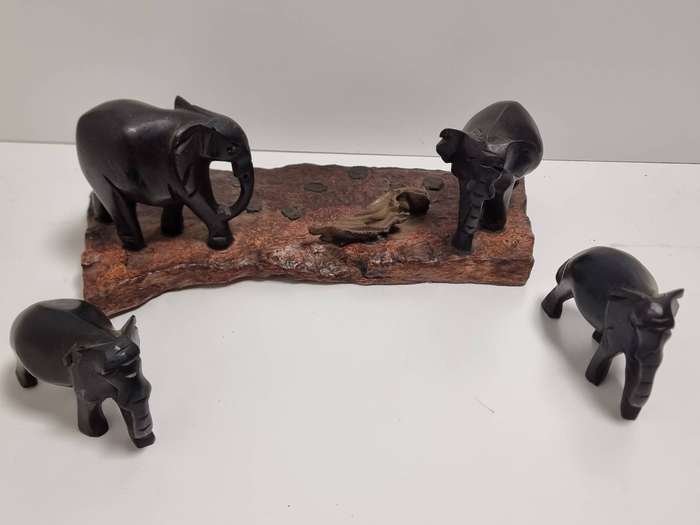 Collection of Elephant Carvings and Other