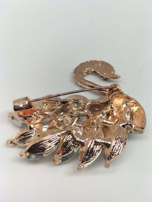 Glamorous Rose Gold Colour Swan Brooch