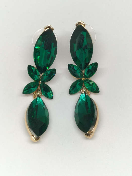Earrings Emerald Green set of 2