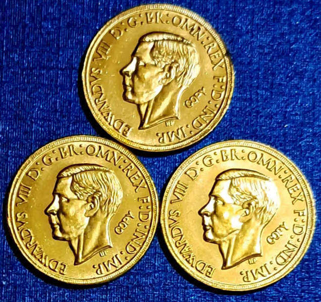 1887 United Kingdom Edward VIII Gold Clad Copy 3 Coin Set