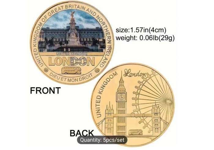 5 Designs Famous London Landmarks Coin set with Certificate in display box."5×40mm Coins" New
