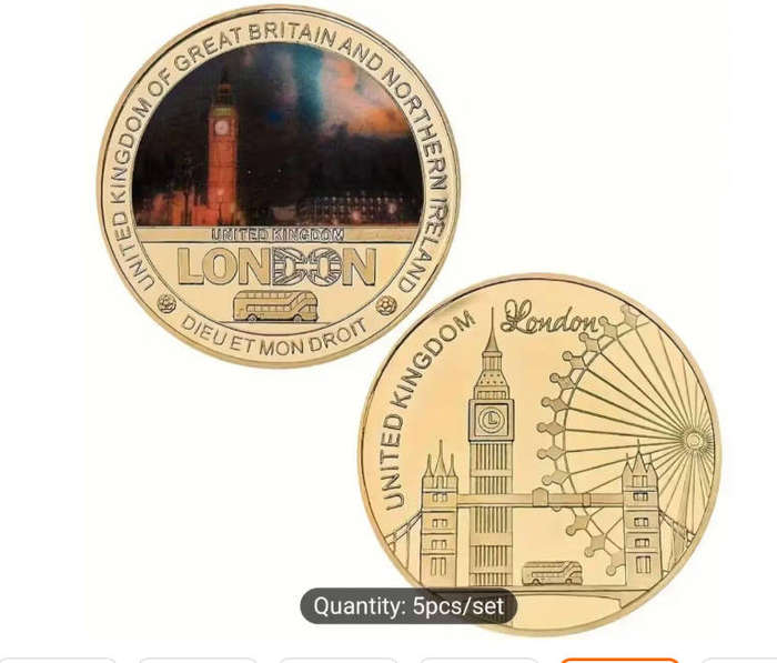 5 Designs Famous London Landmarks Coin set with Certificate in display box."5×40mm Coins" New