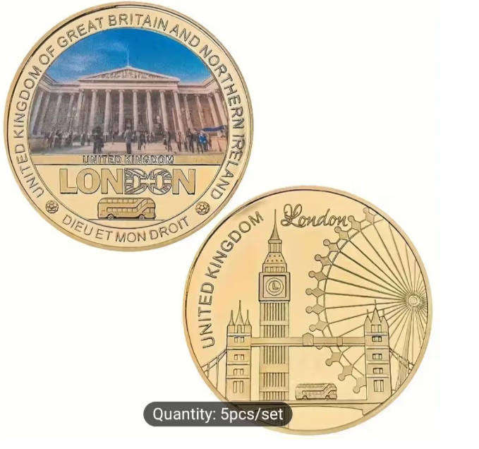 5 Designs Famous London Landmarks Coin set with Certificate in display box."5×40mm Coins" New