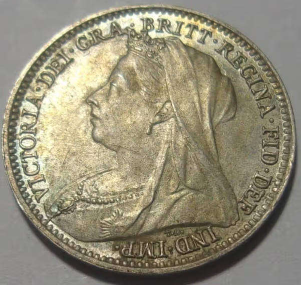 1896 Silver Great Britian Victoria 3 Pence Coin
