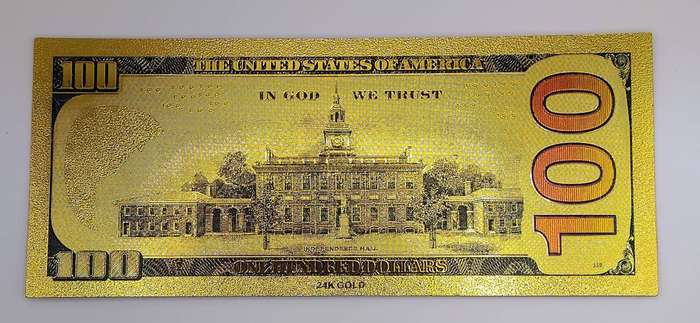 24 CT GOLD CLAD USA 100 DOLLARS PAPER MONEY