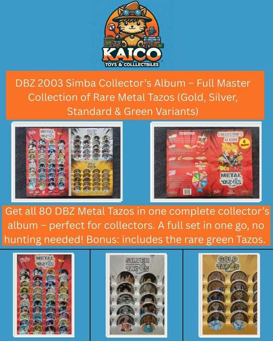 Dragon Ball Z Simba 2003 Complete Metal Tazo Master Set + Album (Full Variants)