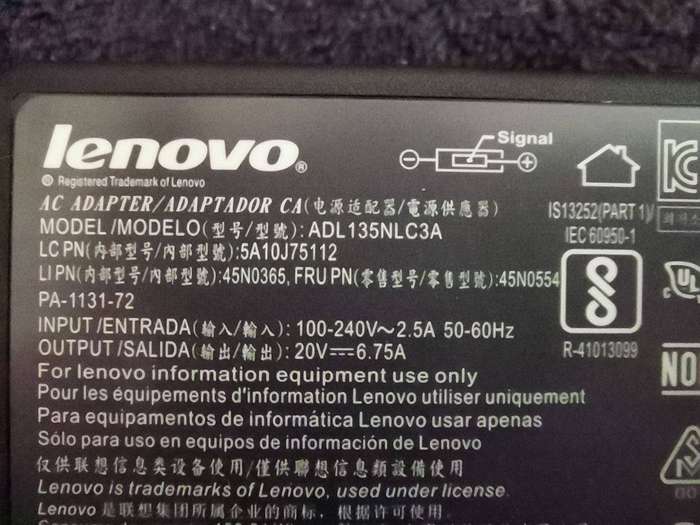 Lenovo 135W Slim-Tip AC Adapter (ADL135NLC3A)  Includes Power Cord (UK 3-Pin PlugAdapter Needed)