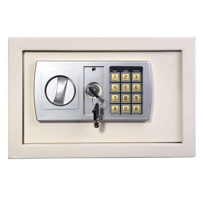 Durable Digital Electronic Safe Box with Keypad & Tubular Keys  4mm Steel
