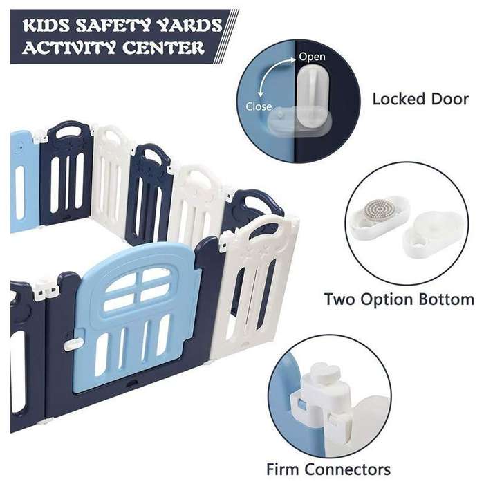 Foldable Baby Safety Play Yard with Mat  Indoor & Outdoor Toddler Activity Fence