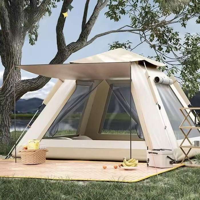 4-Person Double Layer Automatic Pop-Up Camping Tent - 240x240cm, Waterproof 2000MM, All Season