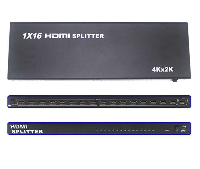 16-Port HDMI Splitter  Full HD 1080p Multi-Display Hub for TVs, Projectors & Monitors