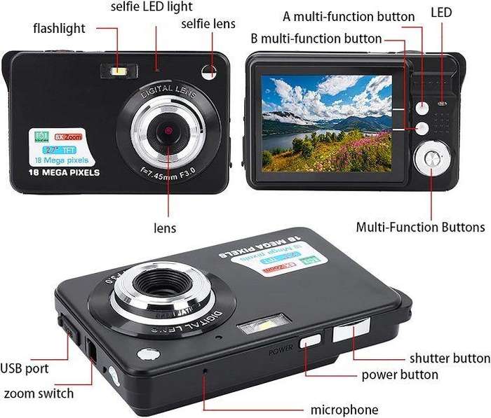 48MP HD Digital Camcorder  2.7" LCD Screen, 8X Zoom, 1080p Video Recording