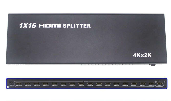 16-Port HDMI Splitter  Full HD 1080p Multi-Display Hub for TVs, Projectors & Monitors