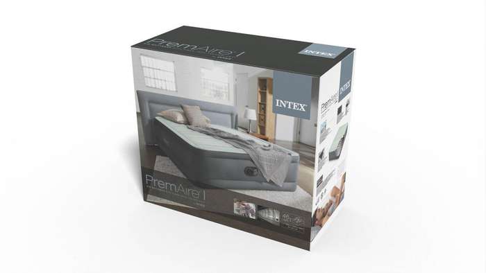 Intex Queen PremAire I Elevated Airbed - Ultimate Comfort with Built-in Pump