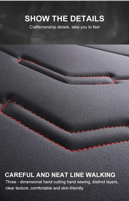 5-Piece Universal PU Leather Car Seat Cover Set  Red & Black  Front and Rear Seat Protection for M