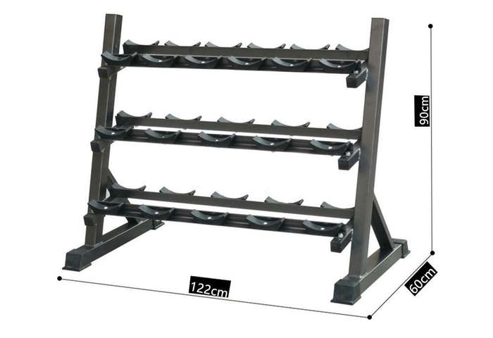 3 Tier Dumbbell Rack with Brackets  Heavy-Duty Free Weight Storage Stand for Home & Gym