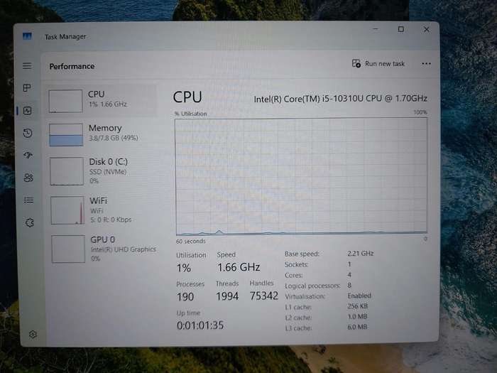 HP Zbook Firefly 15 G7 i5-10310U 1.7GHz 8GB Ram 256GB NVMe SSD