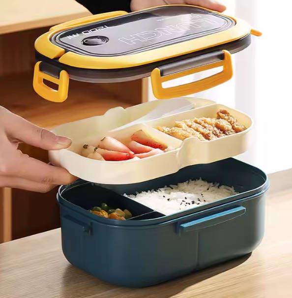 1200ml leak proof double layer lunch box  with handle\microwav