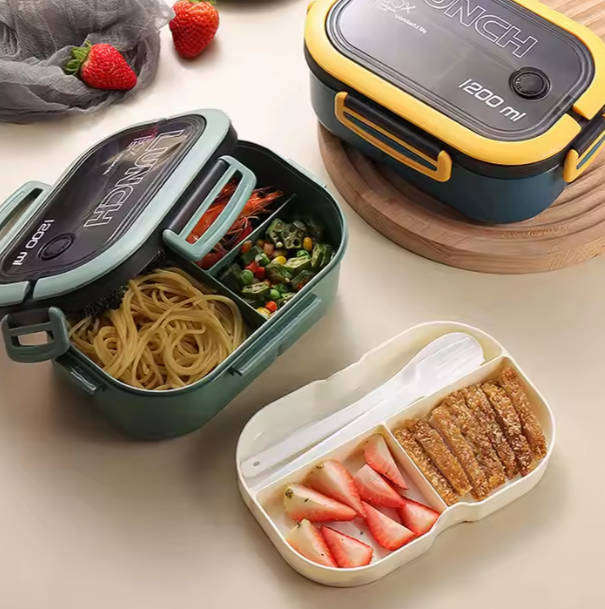1200ml leak proof double layer lunch box  with handle\microwav